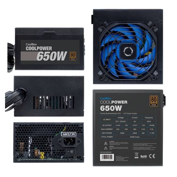 Coolbox CoolPower 650W Alimentatore 650W ATX 12V - PFC Attivo - Ventola 120mm - 80+ Bronze