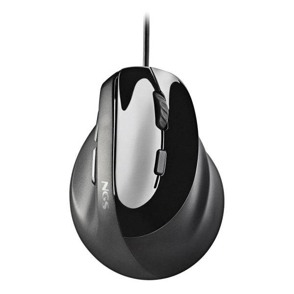 NGS Samsara Mouse Ergonomico Verticale Laser 3200dpi - 5 Pulsanti - Silenzioso - Colore Nero