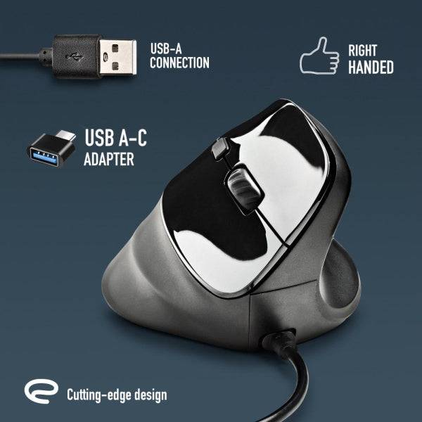 NGS Samsara Mouse Ergonomico Verticale Laser 3200dpi - 5 Pulsanti - Silenzioso - Colore Nero