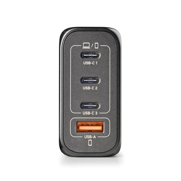 NGS Bud 140W Caricabatterie GaN Universale a Parete 140W Ultrarapido - 3x USB-C PD & PPS, 1x USB-A QC 3.0 - Colore Nero