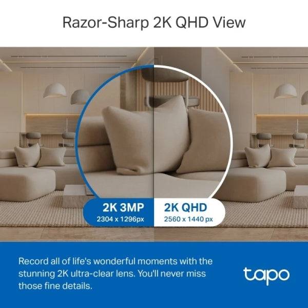 TP-Link TC72 Telecamera Sicurezza WiFi 2K QHD 4MP 360° - Visione Notturna - Rilevamento e Notifiche Intelligenti IA - Allarme Luce e Suono - Audio Bidirezionale