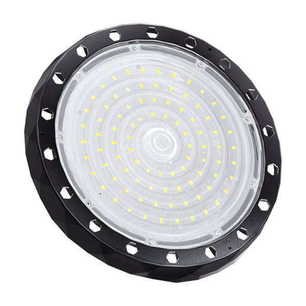 Elbat Lampada LED UFO da Soffitto - Potenza: 150W - Lumen: 22500 - Luce Fredda: 6500K - AC 100-240V - Diametro: 28,6cm - Angolo Regolabile - Colore Nero