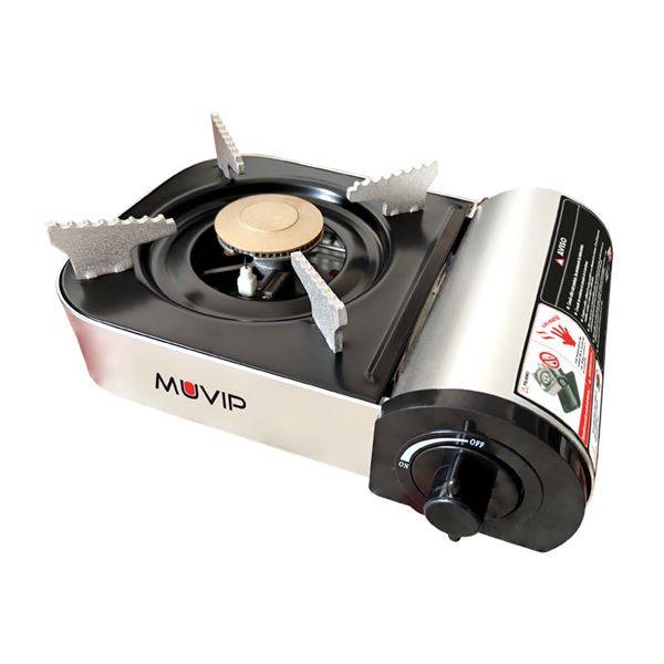 Muvip Serie Small Cucina a Gas Portatile 1 Fuoco - Accensione Automatica - Bruciatore in Alluminio e Rame - Valvola Doppio Sigillo - Valigetta di Trasporto
