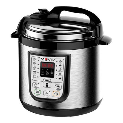 Muvip Pentola a Pressione Elettrica - 6 Litri - 15 Programmi Disponibili - 1000W - Display LED - Acciaio Inossidabile - Completamente Smontabile - Controllo Tempo e Temperatura