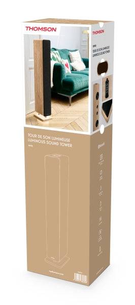 Thomson DS702 Impianto Audio Luminoso Bluetooth - Potenza Musicale 120W - Colore Legno