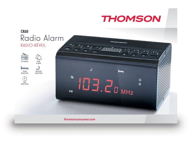 Thomson CR50 Radio Reloj Despertador - Alarma Dual - Colore Nero