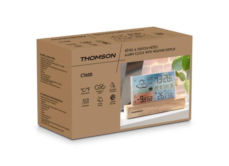 Thomson CT600 Stazione Meteorologica - Sveglia - Colore Legno/Bianco
