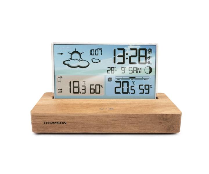 Thomson CT600 Stazione Meteorologica - Sveglia - Colore Legno/Bianco