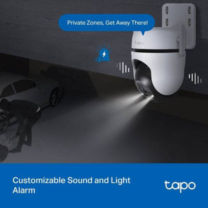 TP-Link Tapo C520WS Telecamera di Sicurezza IP 2K QHD 4MP WiFi - Adatta per Interno/Esterno - Visione Panoramica 360° - Visione Notturna a Colori - Rilevamento Intelligente - Allarme Luminoso e Acustico Personalizzabile