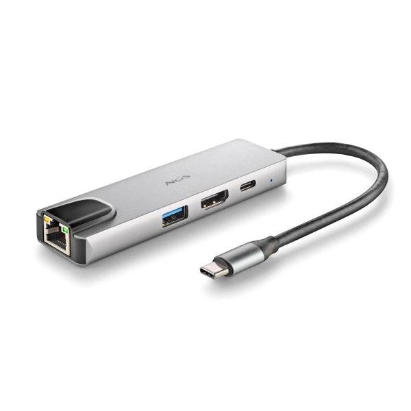NGS Wonder Dock Supra 4 in 1 Hub USB-C - 1x USB 3.0, 1x USB-C PD 100W, 1x HDMI, 1x RJ45 - Supporta Risoluzioni Massime di 4K a 30 Hz - Velocità LAN di 1 Gbps