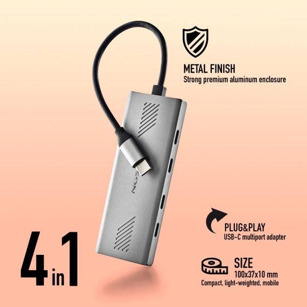 NGS Wonder 4-C Hub USB-C 4 in 1 - 4x USB-C - Velocità di Trasmissione fino a 5 Gbps
