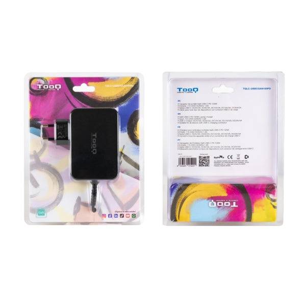 Tooq Caricabatterie Laptop GaN USB-C/PD 100W - Cavo da 1.80m - Colore Nero