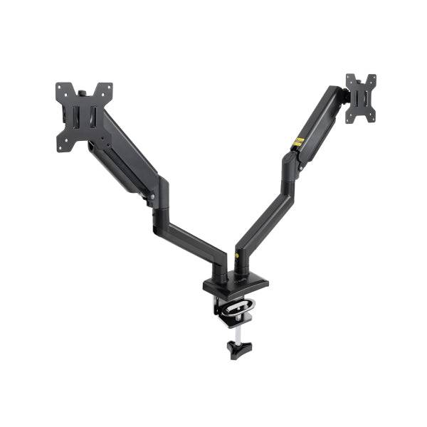 Tooq Supporto da Tavolo con Bracci Articolati per 2 Monitor da 13"-34" - Girevole e Inclinabile - Pistone a Gas - Peso Max 10kg per Braccio - VESA 100x100mm