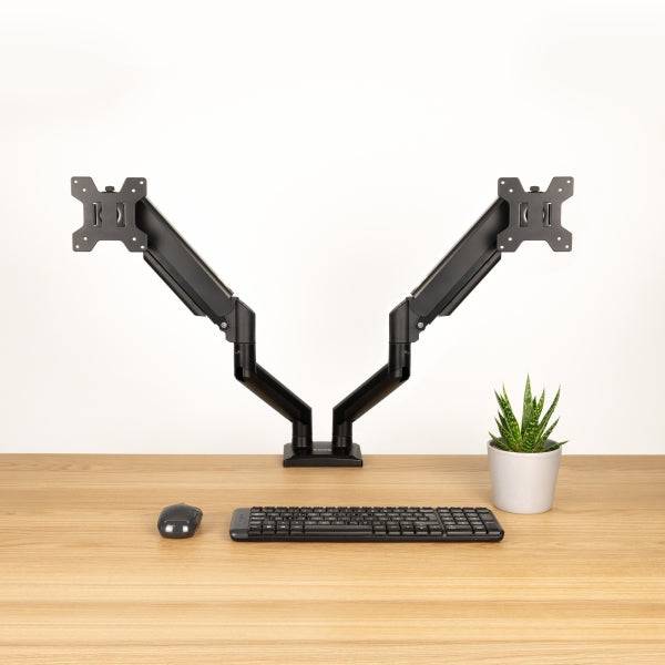 Tooq Supporto da Tavolo con Bracci Articolati per 2 Monitor da 13"-34" - Girevole e Inclinabile - Pistone a Gas - Peso Max 10kg per Braccio - VESA 100x100mm
