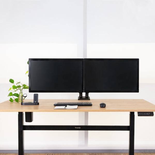 Tooq Supporto da Tavolo con Bracci Articolati per 2 Monitor da 13"-34" - Girevole e Inclinabile - Pistone a Gas - Peso Max 10kg per Braccio - VESA 100x100mm