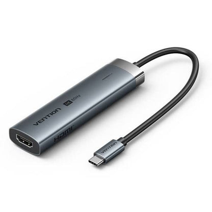 Vention Docking Station 6 in 1 USB-C a HDMI/3xUSB3.0/USB-C 3.2 G1/PD 100W - 0.15m - Colore Grigio
