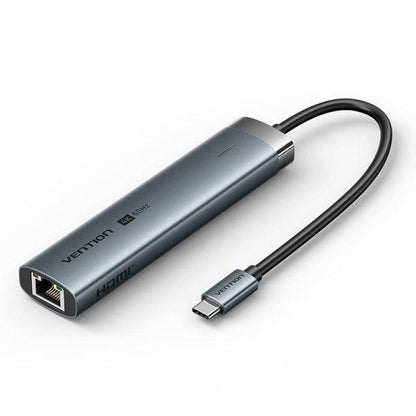 Vention Docking Station 6 in 1 USB-C a HDMI/3xUSB3.0/USB-C 3.2 G1/RJ45/PD 100W - 0.15m - Colore Grigio