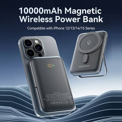Vention Power Bank 1000mAh Magnetico Wireless - USB-C - Ricarica Rapida 20W - Colore Nero