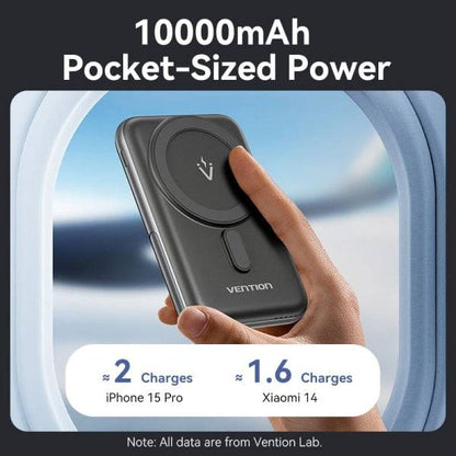 Vention Power Bank 1000mAh Magnetico Wireless - USB-C - Ricarica Rapida 20W - Colore Nero