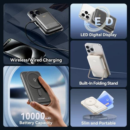 Vention Power Bank 1000mAh Magnetico Wireless - USB-C - Ricarica Rapida 20W - Colore Nero