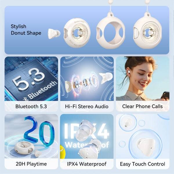 Vention Tiny T17 Cuffie Bluetooth 5.3 con Custodia di Ricarica - True Wireless - 6h Autonomia - LED