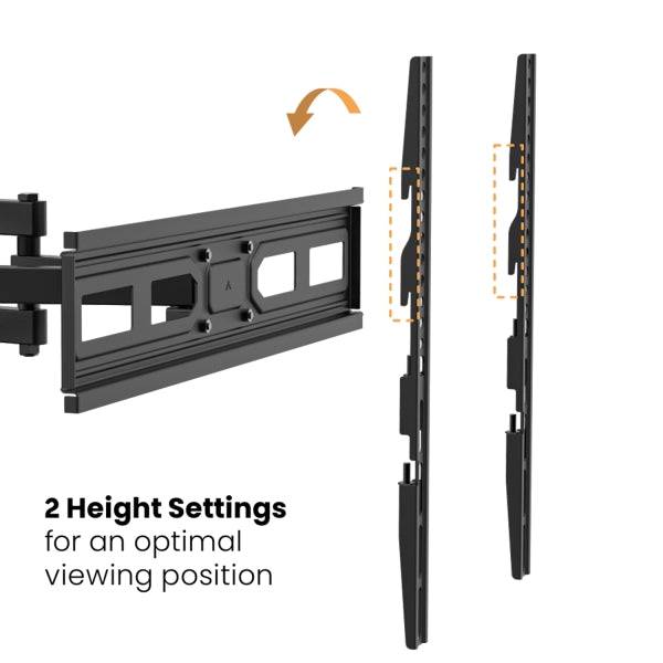Ewent Supporto a Parete per TV da 37" a 80" - Movimento Completo - 3 Pivot - VESA Massimo 600x400 - Colore Nero