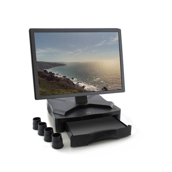 Ewent Rialzo per Monitor - Cassetto Contenimento - Colore Nero
