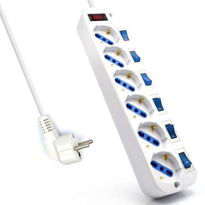 Ewent EW3932 Ciabatta 6 Prese - Protezione da Sovratensioni - Interruttori Individuali - Colore Bianco
