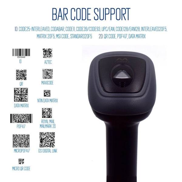 Ewent EW3440 Lector de Codigos de Barras 1D/2D Inalambrico - Wireless y Bluetooth - Autonomia hasta 7h - Base Inteligente - Colore Nero