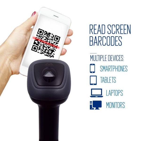 Ewent EW3440 Lector de Codigos de Barras 1D/2D Inalambrico - Wireless y Bluetooth - Autonomia hasta 7h - Base Inteligente - Colore Nero