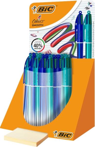Bic 4 Colours Smooth Gradient Espositore di 30 Penne a Sfera Retrattili - Punta Media 1.0mm - Scrittura il 40% più Morbida - 4 Colori