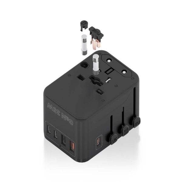 Aisens Adattatore da Viaggio Universale GaN 35W - 2xUSB-A QC3.0, 2xUSB-C PD3.0 - Colore Nero