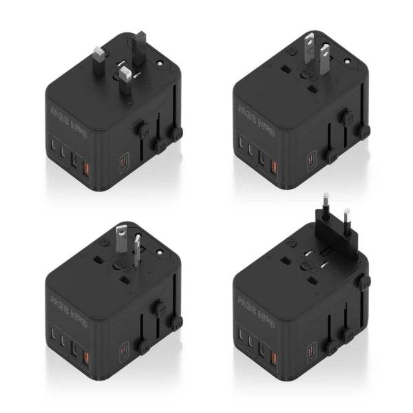 Aisens Adattatore da Viaggio Universale GaN 35W - 2xUSB-A QC3.0, 2xUSB-C PD3.0 - Colore Nero