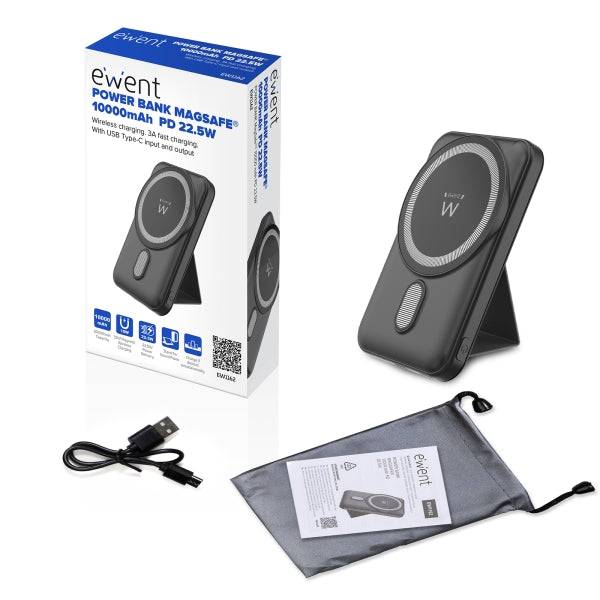 Ewent EW1162 Powerbank Magsafe 10000mAH 22.5W PD e QC - USB-C, USB-A - Colore Nero
