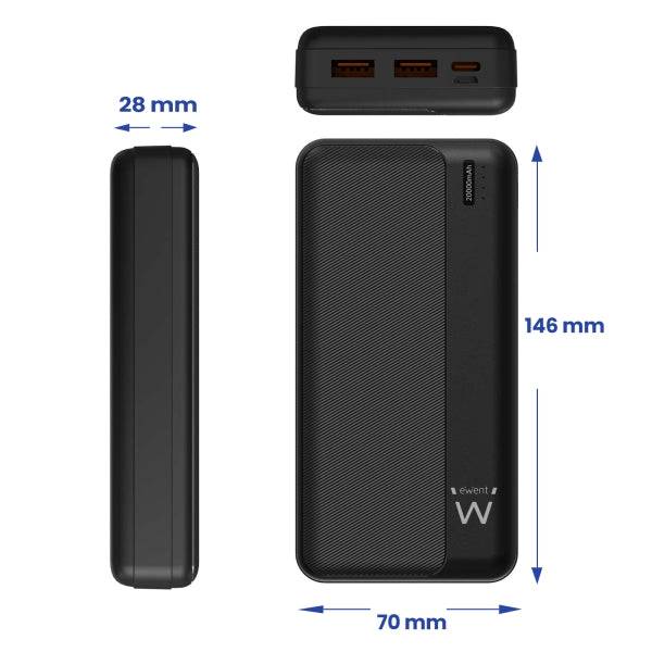 Ewent EW1163 Powerbank 20000mAH 22.5W PD - USB-A, USB-C - Colore Nero