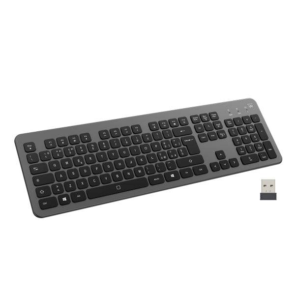 Ewent EW3296 Tastiera Wireless Multiconnessione - 3 Connessioni Simultanee - 1xWireless 2,4GHz, 2xBluetooth 5.0 - Colore Nero