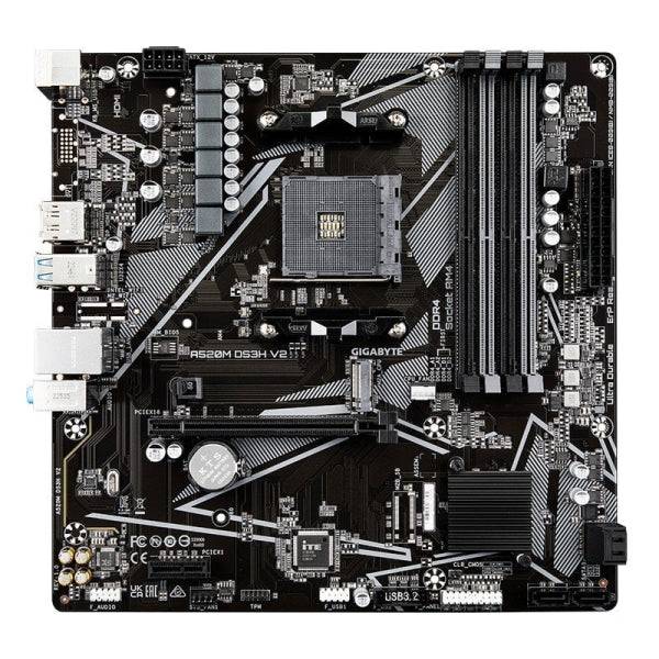 Gigabyte A520M DS3H V2 Scheda Madre AMD AM4 4xDDR4 - M.2, SATA, PCIe3.0 - HDMI, DisplayPort, DVI, RJ-45, USB 3.2 - MicroATX