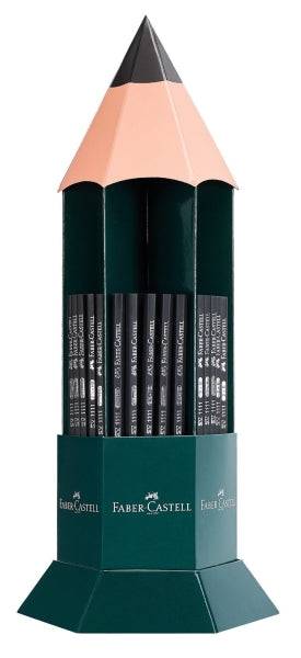 Faber-Castell Castell 1111 Espositore 120 Matite Grafite - Gradi Durezza Assortiti - Mina Resistente alla Rottura - Corpo Finitura Nero