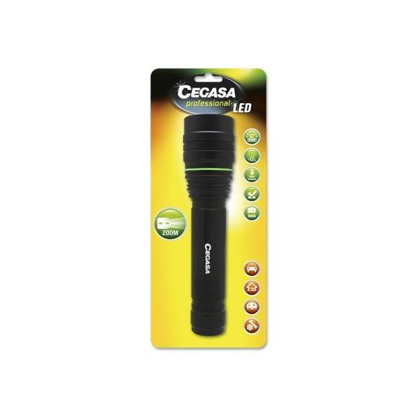 Cegasa Professionale Torcia LED 2000lm - Misure 24 x 5.5cm - Costruita in Alluminio - 3 Posizioni - Funziona con 9 Pile AA (Non Incluse)