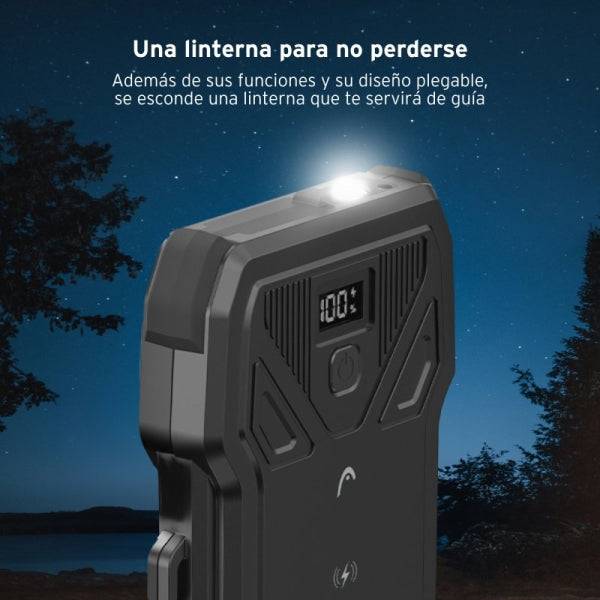 Head Powerbank Solare 10.000mAh 22.5W - Ricarica Solare con 5 Pannelli - Con Power Delivery, Ricarica Simultanea, Ricarica Wireless - Schermo LCD e Torcia - Colore Nero