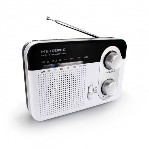 Metronic Radio Portatile AM/FM e Onde Lunghe - Colore Bianco