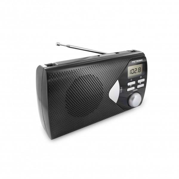 Metronic Radio Portatile AM/FM con Funzione Sveglia - Batterie - Colore Nero