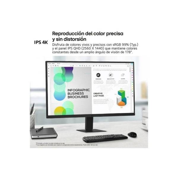 LG 27U631A-B Monitor LED 27" IPS QHD 100Hz HDR - Respuesta 5ms - Ajustable de Inclinacion - HDMI, USB-C - VESA 100x100