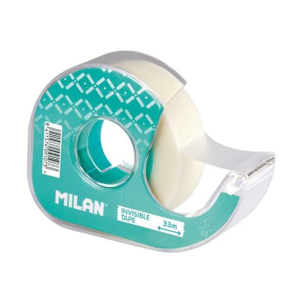 Milan Espositore di 36 Nastri Adesivi Invisibili con Dispenser - Misure 19mm x 33m - Colore Trasparente Opaco