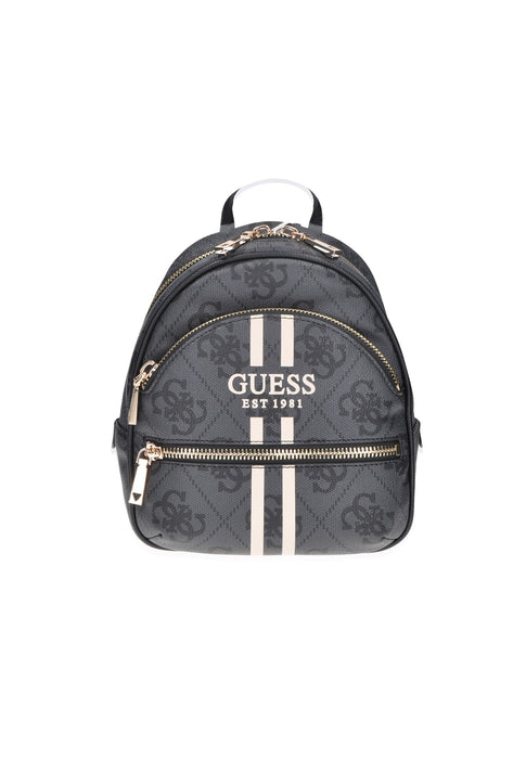 Zaino Guess Manhattan In Ecopelle Oro Pallido Con Chiusura A Incastro E Logo Metallico 24x27x13 Cm