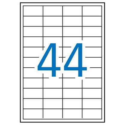 Apli Confezione da 4.400 Etichette Rettangolari 48,5 x 25,4mm - 100 Fogli da 44 Etichette - Adesivo Rimovibile - Angoli Dritti - Colore Bianco