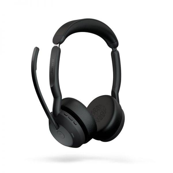 Jabra Evolve2 55 MS Auriculares Estero Link 380 con Microfono - Bluetooth - USB-C - Cancelacion de Ruido - Diadema Ajustable - Colore Nero