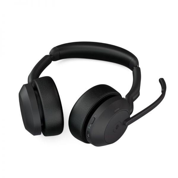 Jabra Evolve2 55 MS Auriculares Estero Link 380 con Microfono - Bluetooth - USB-C - Cancelacion de Ruido - Diadema Ajustable - Colore Nero