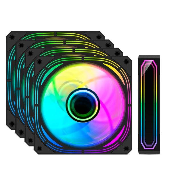 Coolbox Infinity Pro Kit 4 Ventole ARGB - Effetto Tunnel Infinito - Silenzioso - Cuscinetto Idraulico - Flusso Aria Elevato - Colore Nero