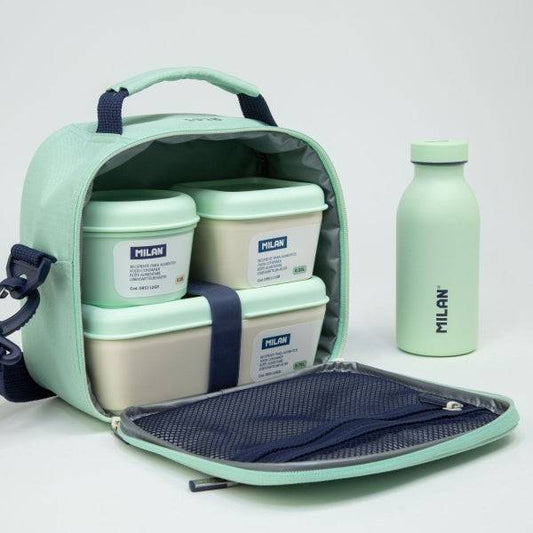 Milan Coleccion 430 Borsa Termica Porta Alimenti 3.5L - Include 3 Contenitori per Alimenti - Interno Isolante Termico - Apertura Totale - Cinghia Regolabile ed Estraibile - Colore Verde